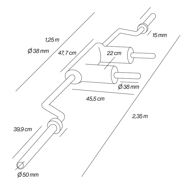 Barra Olímpica Sentadillas Black Safety Squat Bar 235cm 680 KG - Fitness Tech