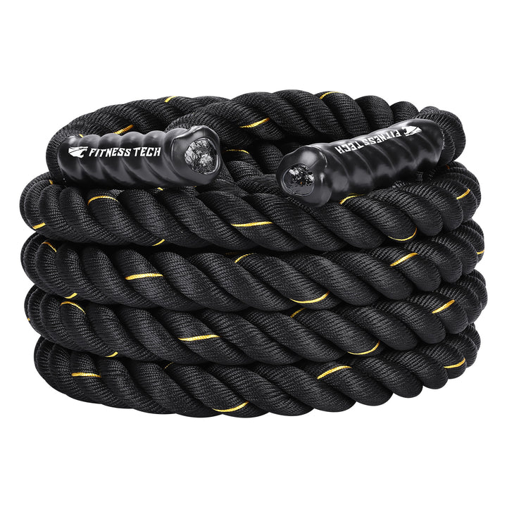 Cuerda Combate Crosstraining 12M x 50MM negro y amarillo - Fitness Tech