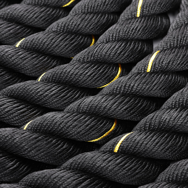 Cuerda Combate Crosstraining 12M x 50MM negro y amarillo - Fitness Tech