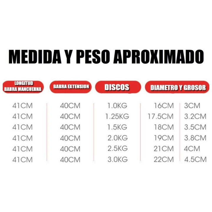 Juego de Mancuernas 2 en 1 con barra extensible ajustable - Fitness Tech