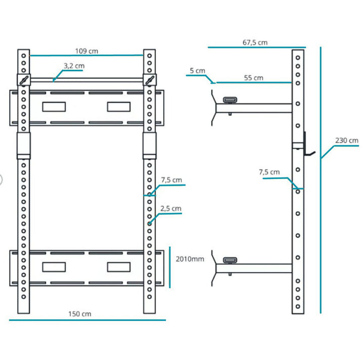 Rack de sentadillas de pared | Negro | Fitness Tech